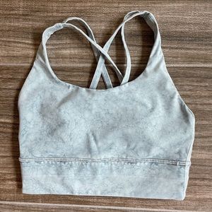 Lululemon Energy Longline Bra - Size 4 - City Grit White / Blue Fog